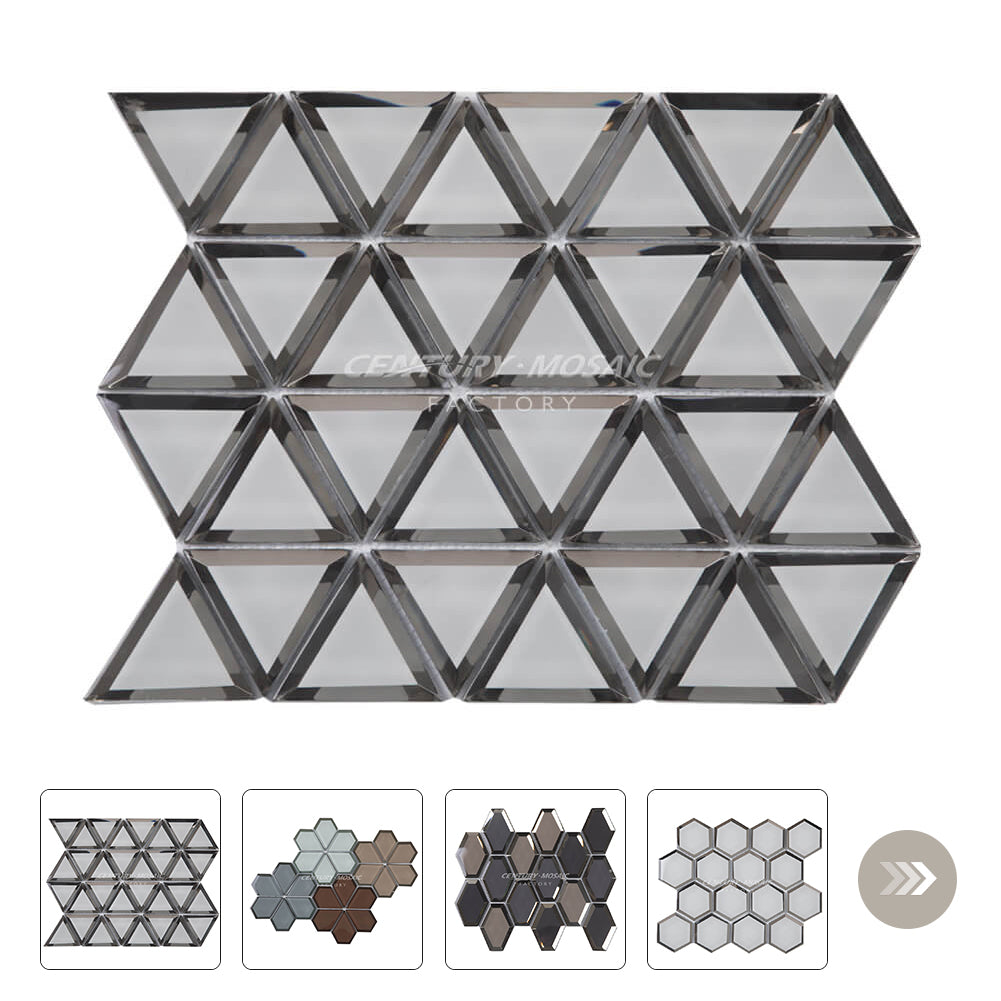 Mirror Glass Mosaic Black Triangle Glossy Wholesale