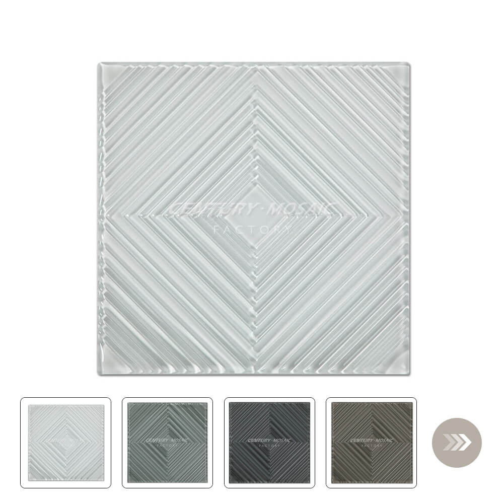 3D Crystal Glass White 12″x 12″ Glossy Tile Wholesale