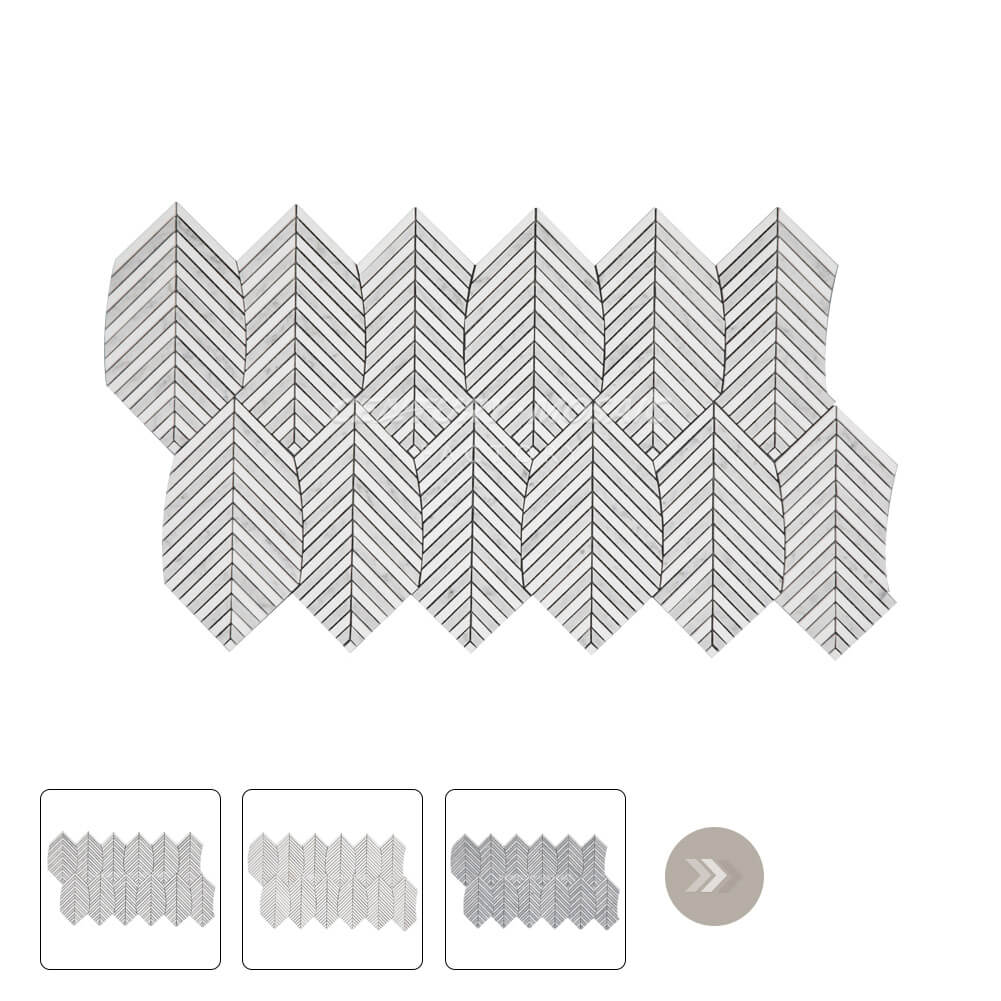 Araucaria Leaf Waterjet Marble White Leaves Polished Mosaic Thailand Wholesale