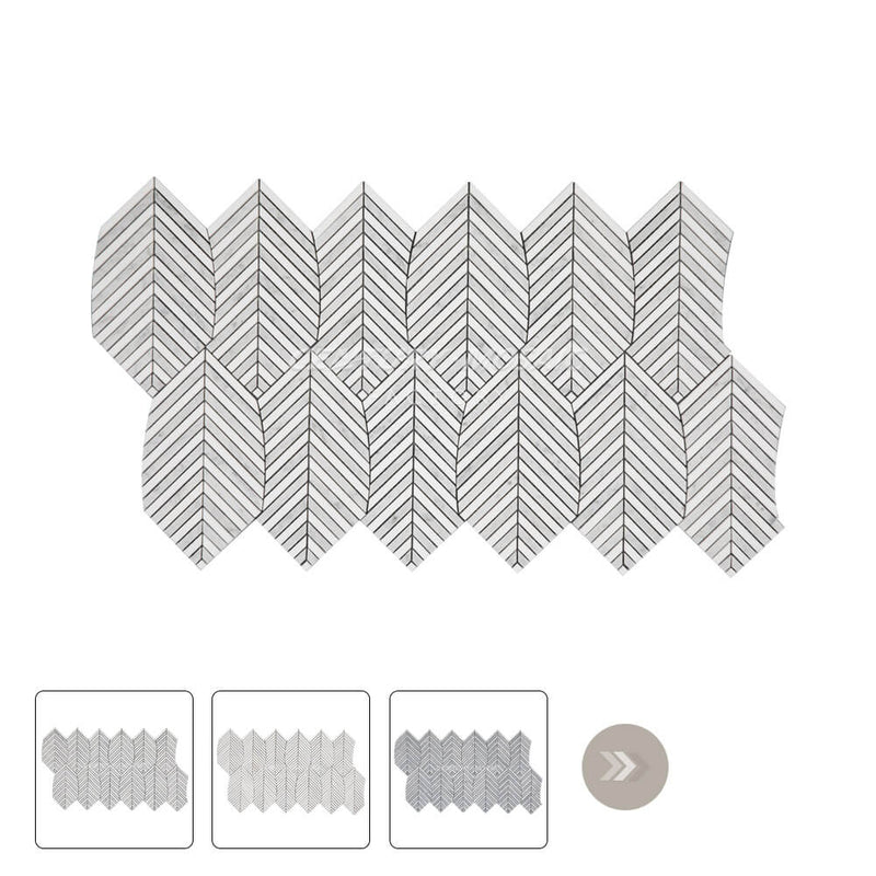 Araucaria Leaf Waterjet Marble White Leaves Polished Mosaic Thailand Wholesale
