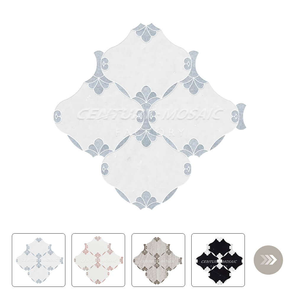 Graceful Lotus Waterjet Marble White Flower Mosaic