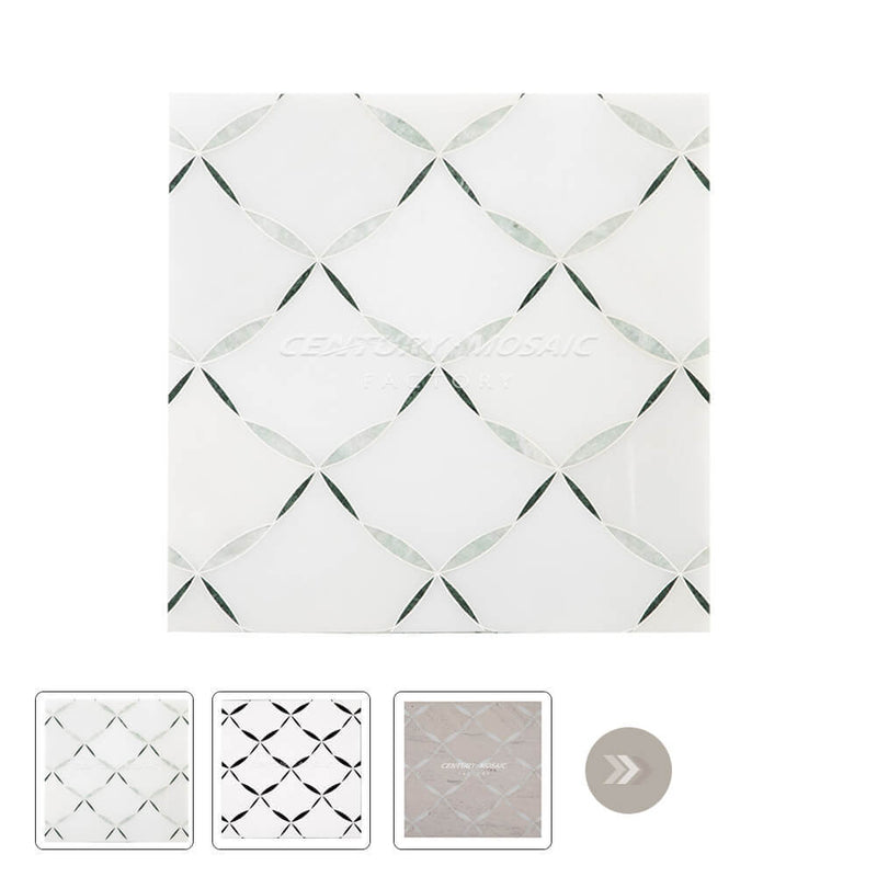 Whisper Leaves Waterjet Marble White Polished Mosaic Wholesale