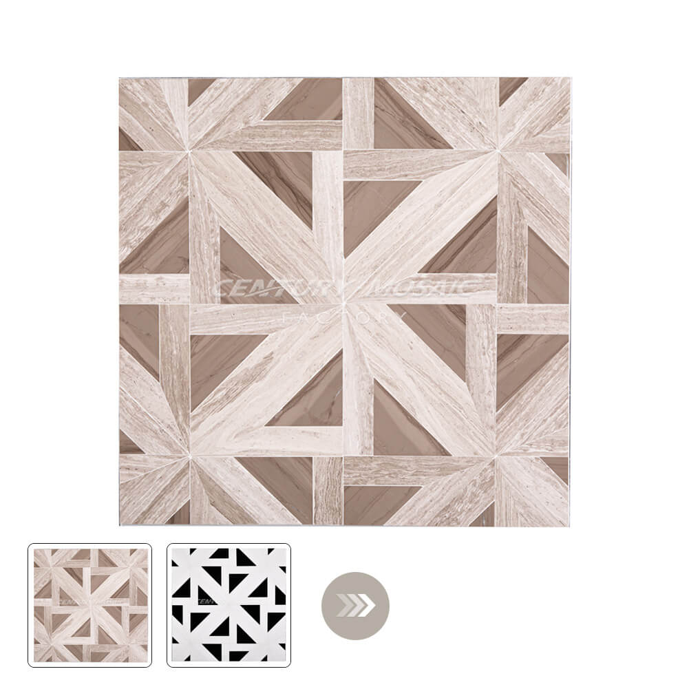Chronos Gate Waterjet Marble Brown Cross Polished Mosaic Thailand Wholesale