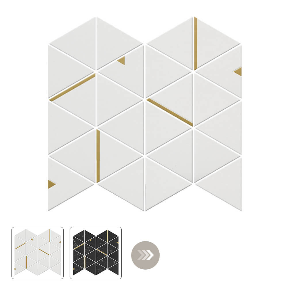 Marble and Brass White Triangle Polished Mosaic Wholesale