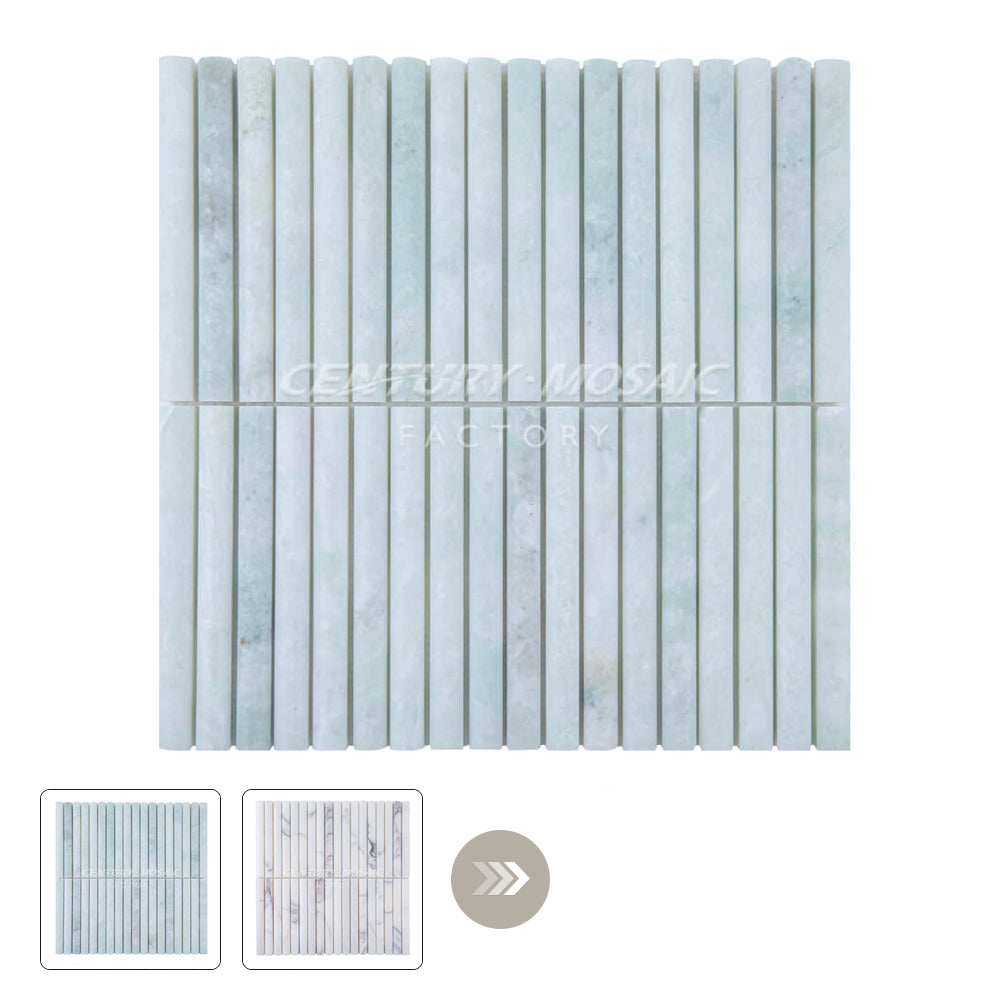Arc Cylinder Marble Green Polished Mosaic Wholesale