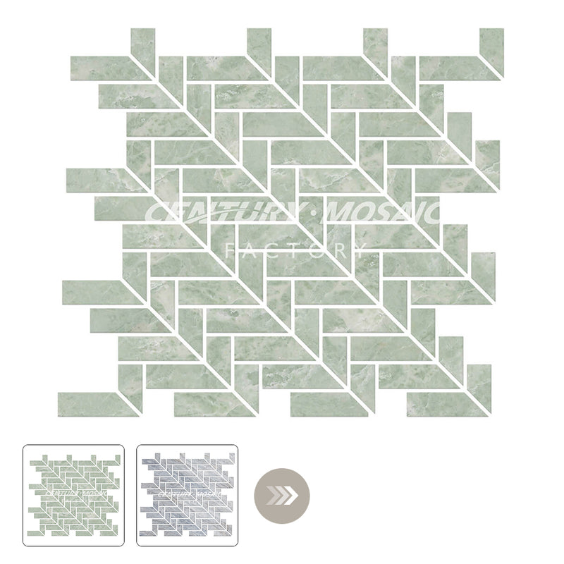 L Shaped Marble Green Polished Mosaic Wholesale