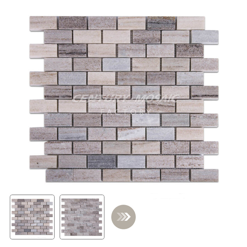 Crystal Wood Grain Marble Brown Brick Polished Mosaic Wholesale