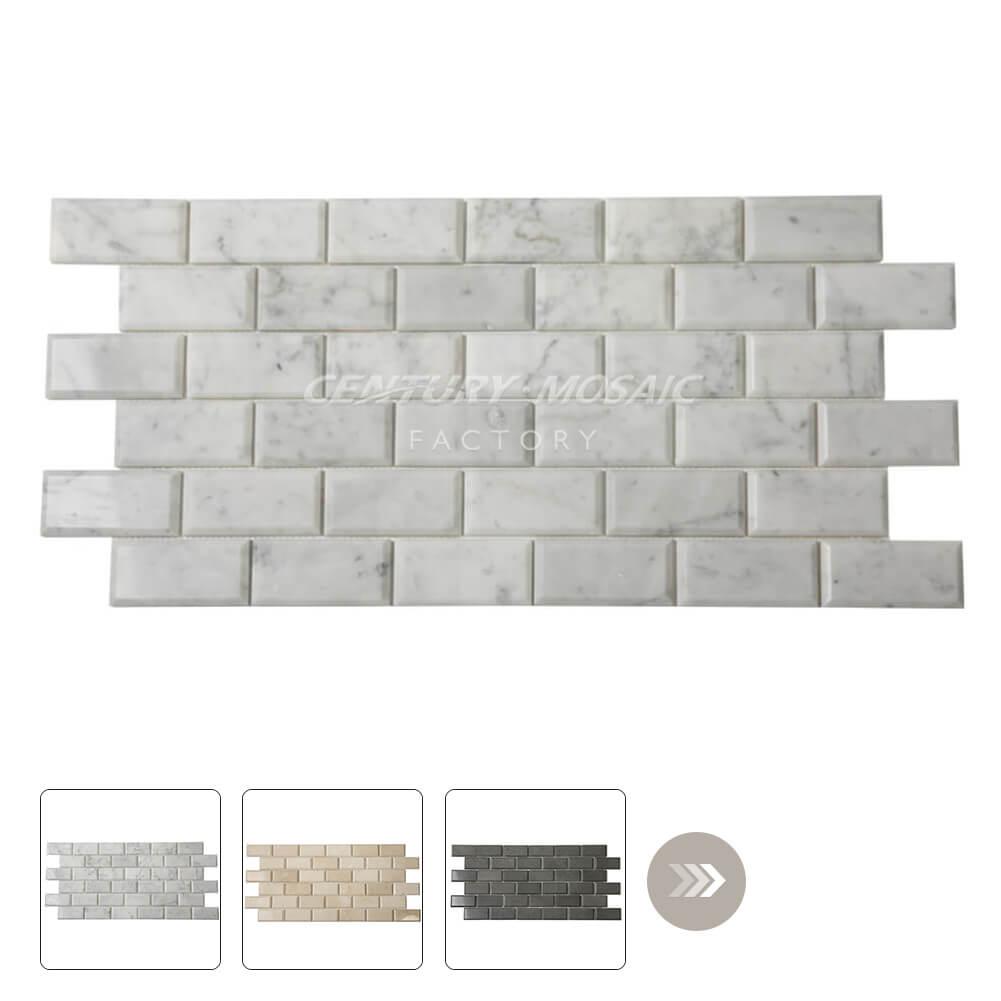 Beveled Marble White Brick Polished Mosaic Wholesale