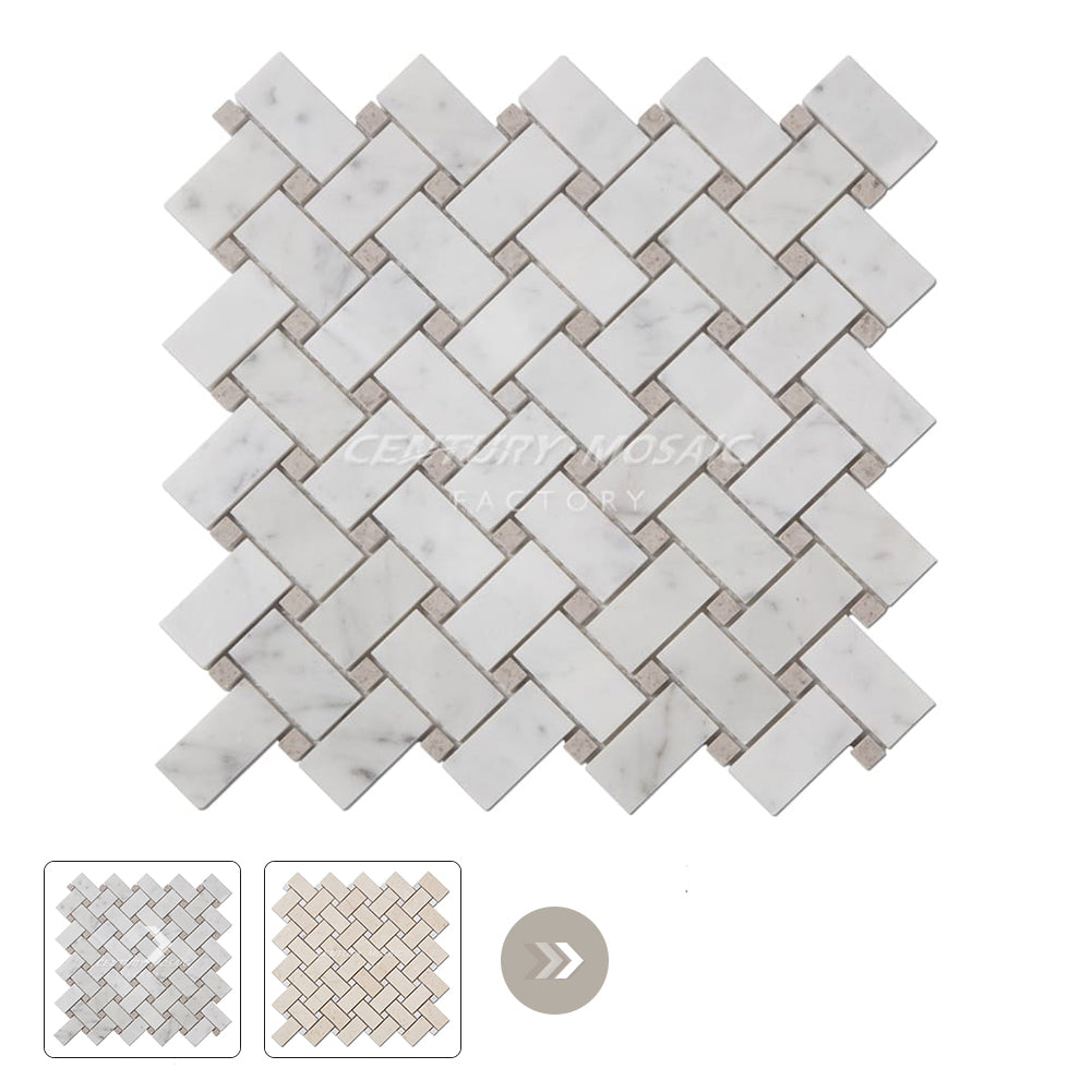 Basketweave Stanza Marble Mosaic Collection Wholesale