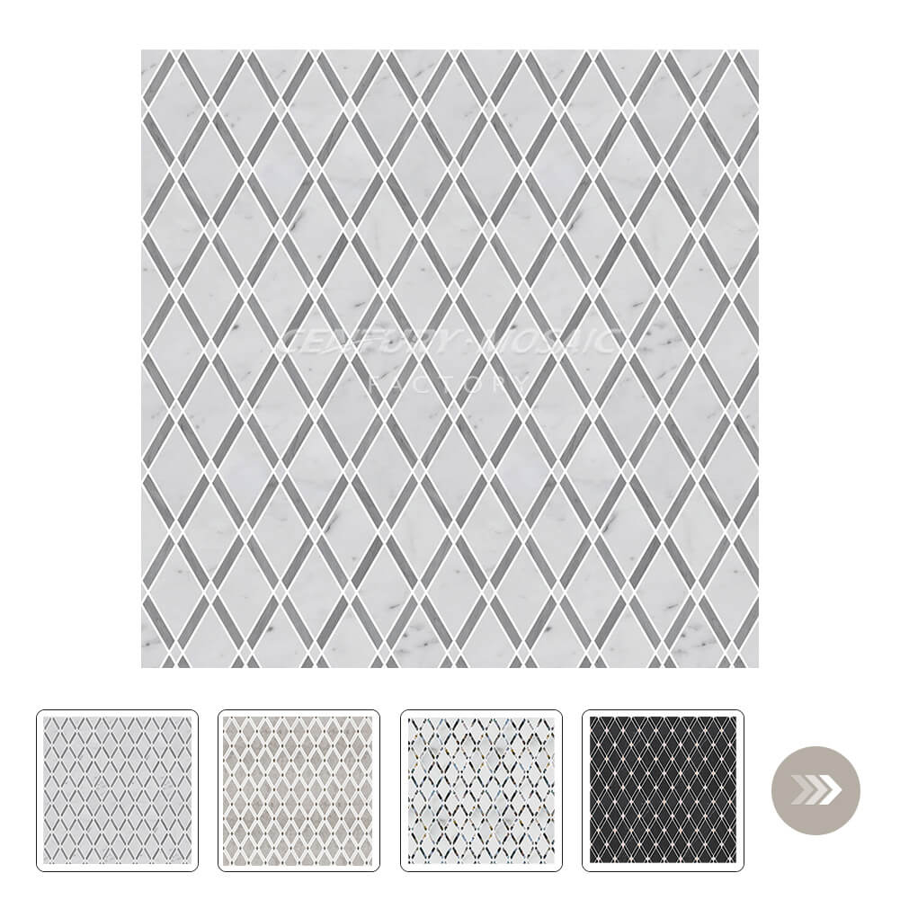 Diamond Series Marble Grey Rhombus Polished Mosaic Wholesale