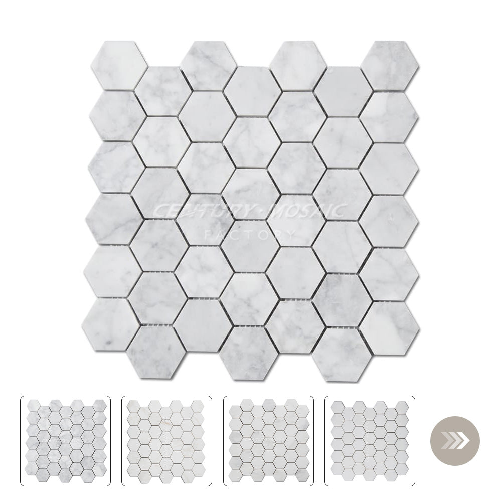 2” Hexagon Marble White Polished Mosaic Wholesale