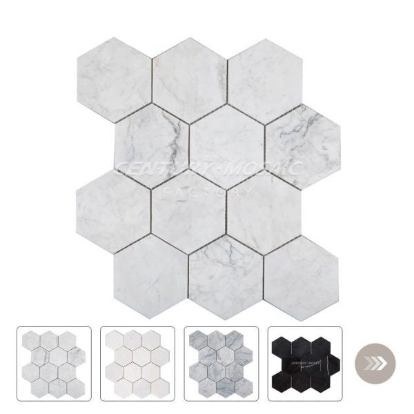 Hexagon Marble White Polished Mosaic Wholesale