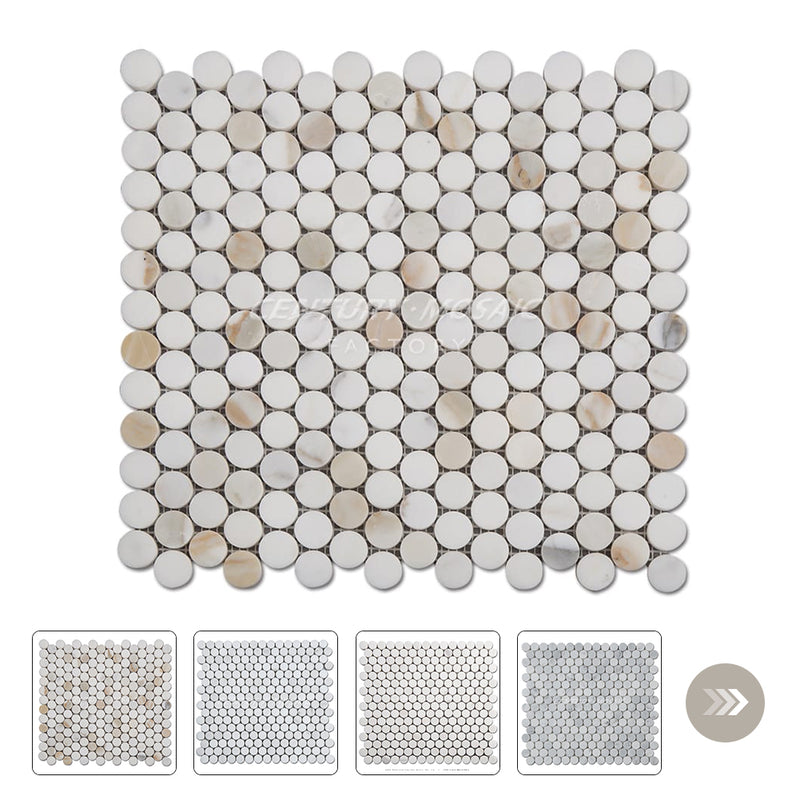 Penny Round Marble White Polished Mosaic Wholesale
