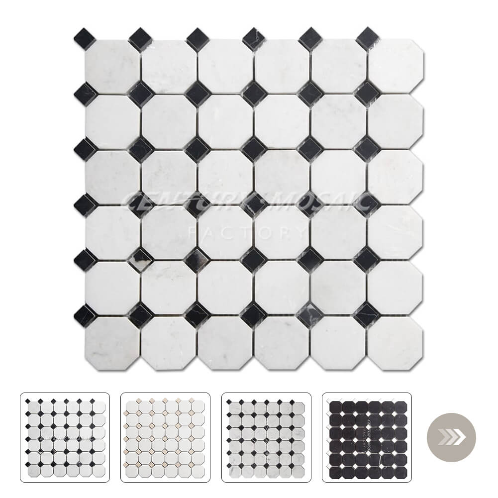 2" Square Octagon Marble Mosaic Tile Polished Collection Wholesale