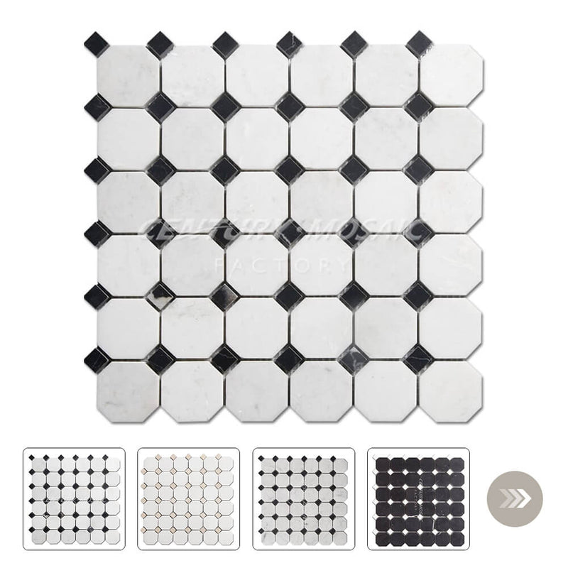 2" Square Octagon Marble Mosaic Tile Polished Collection Wholesale