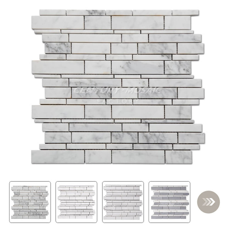 Different Width Strip Marble Mosaic Collection Wholesale