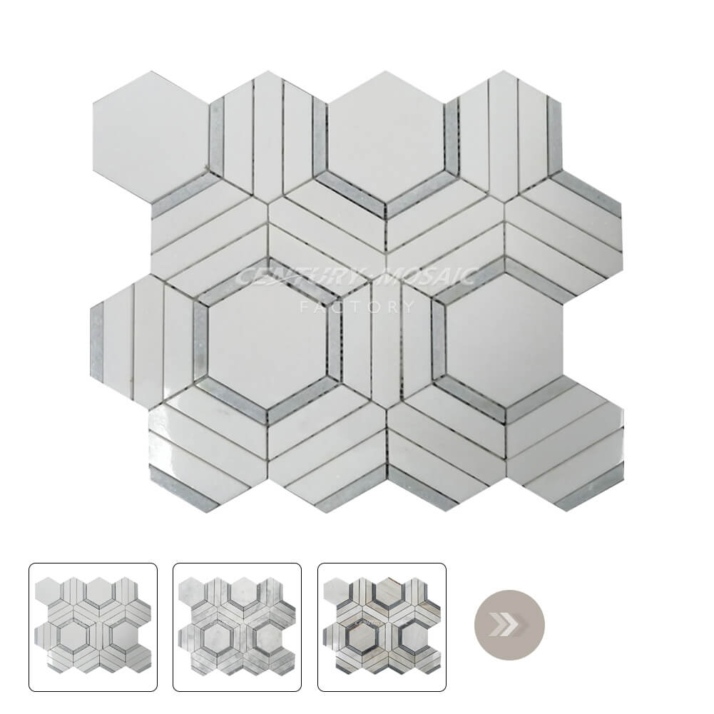 Honeycomb Marble White Hexagon Polished Mosaic Wholesale
