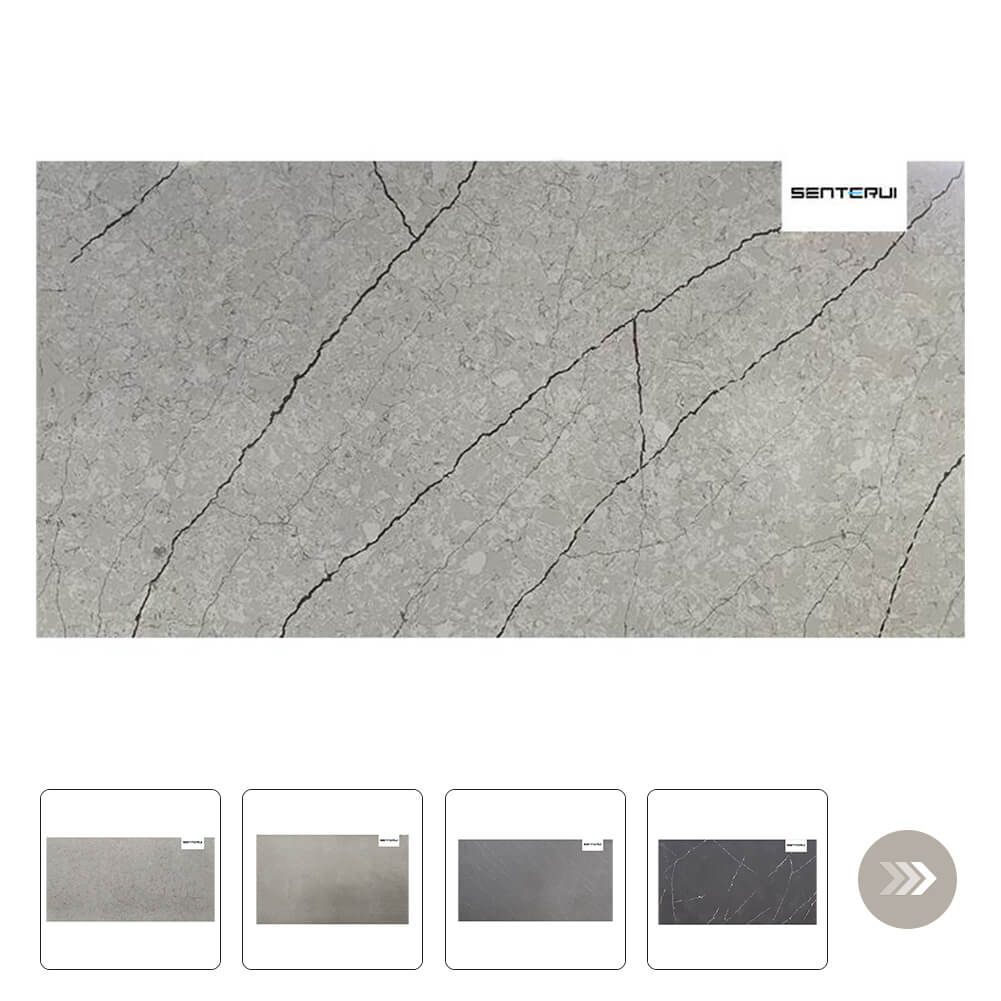 Grey Polished Quartz Slab Collection Wholesale