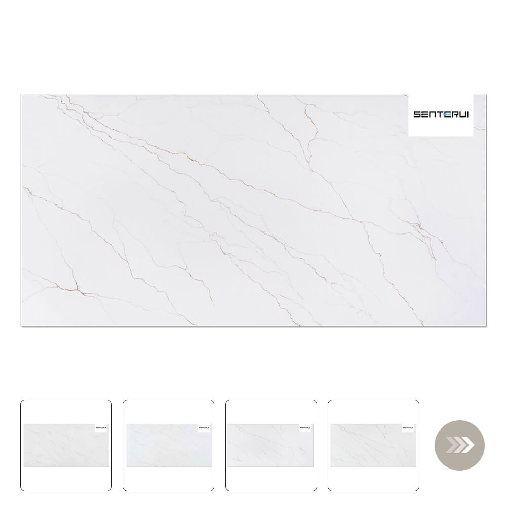 Quartz White 125.98” x 62.99” Polished Slab Collection Wholesale