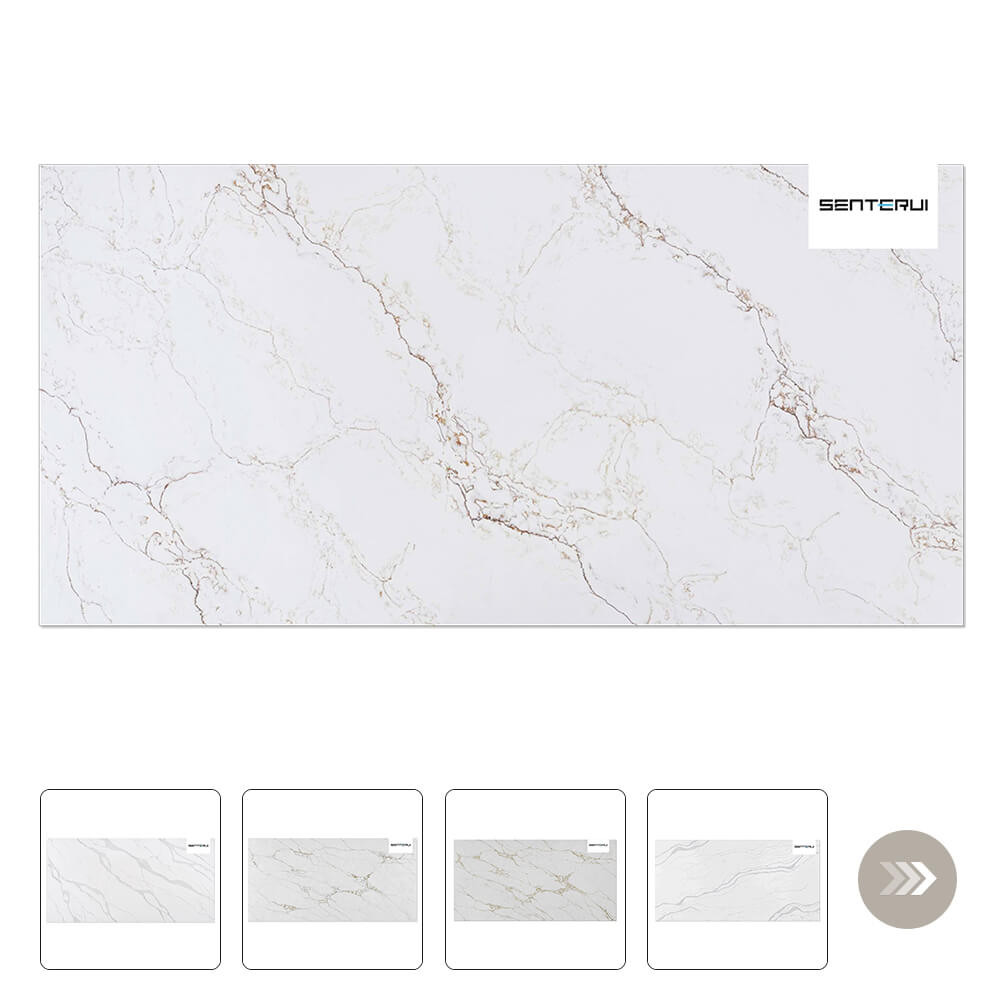 Quartz White 125.98” x 62.99” Polished Slab Collection Wholesale