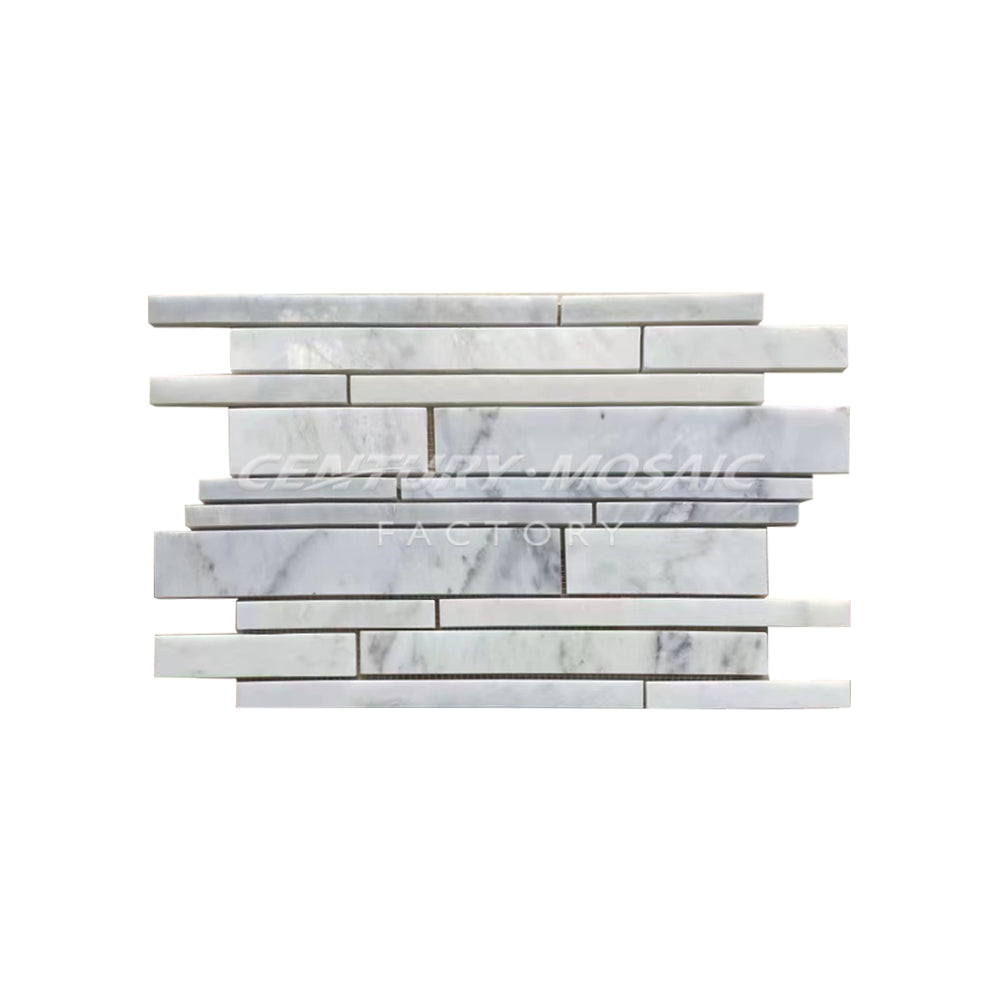 Plateau White	Honed Strip Marble Mosaic In Stock