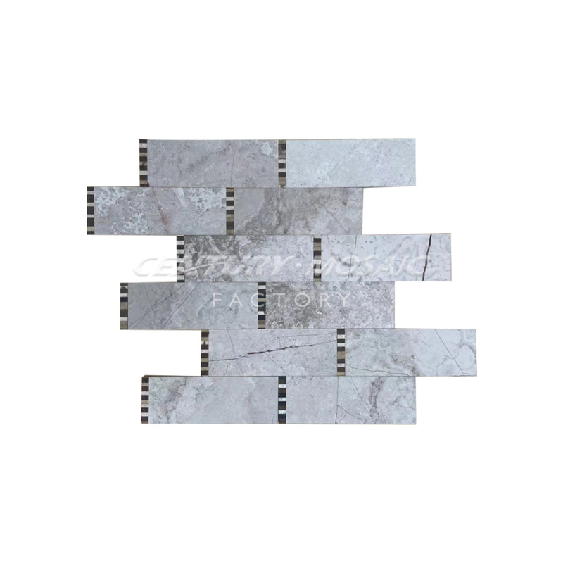 Wood Look Gray Honed Jointless Strip Marble Mosaic In Stock